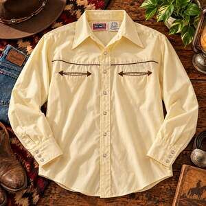 Big Smith Vintage Western Shirt Size 17-34 Yellow Snap Front